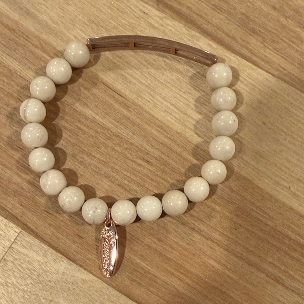 Plunder Cream Stone Beaded Bracelet with Rose Gold Accent